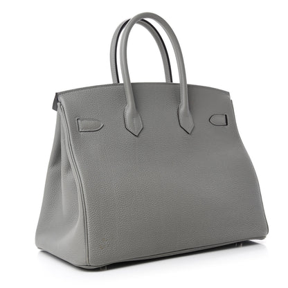 Hermes Togo Bi-Color Birkin 35 Gris Mouette Bleu Agate 3 of 15