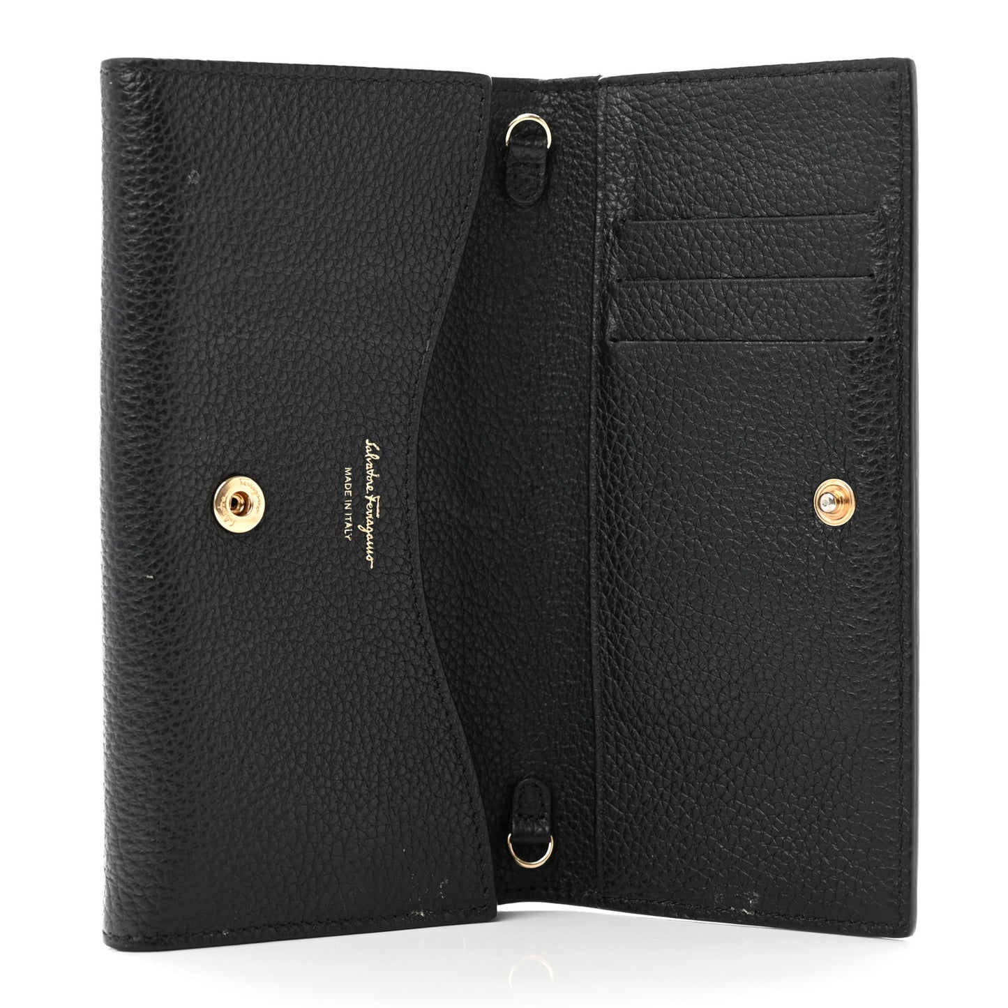 Calfskin City Wallet On Chain Black