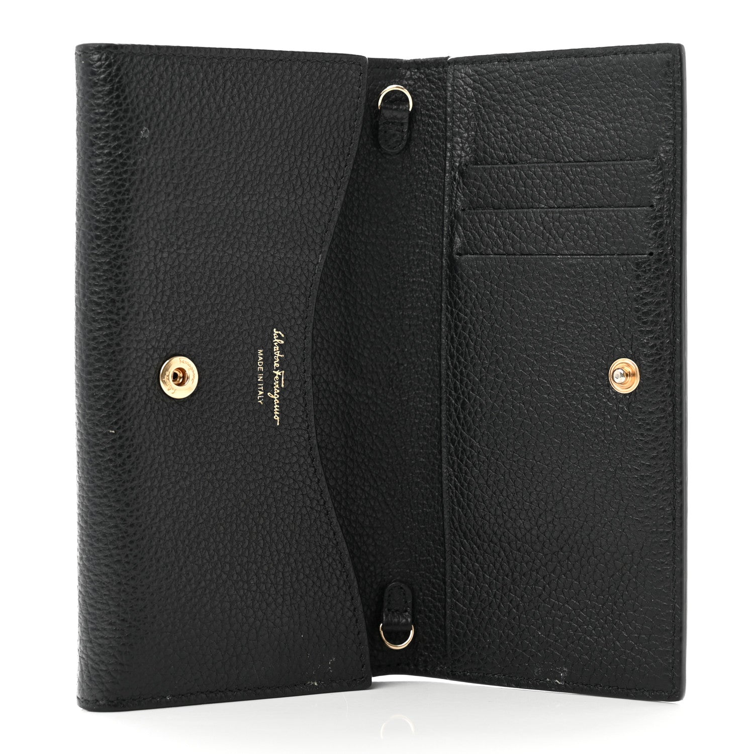 Salvatore Ferragamo Calfskin City Wallet On Chain Black 6 of 9