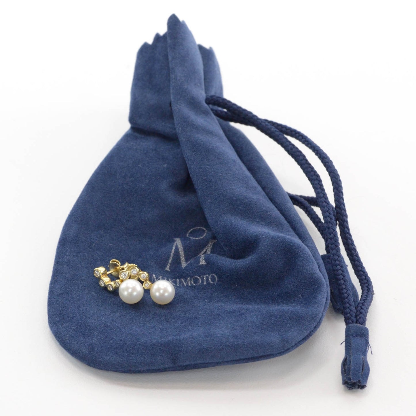 Blue Lagoon 14k Pearl Graduated Diamond Earrings