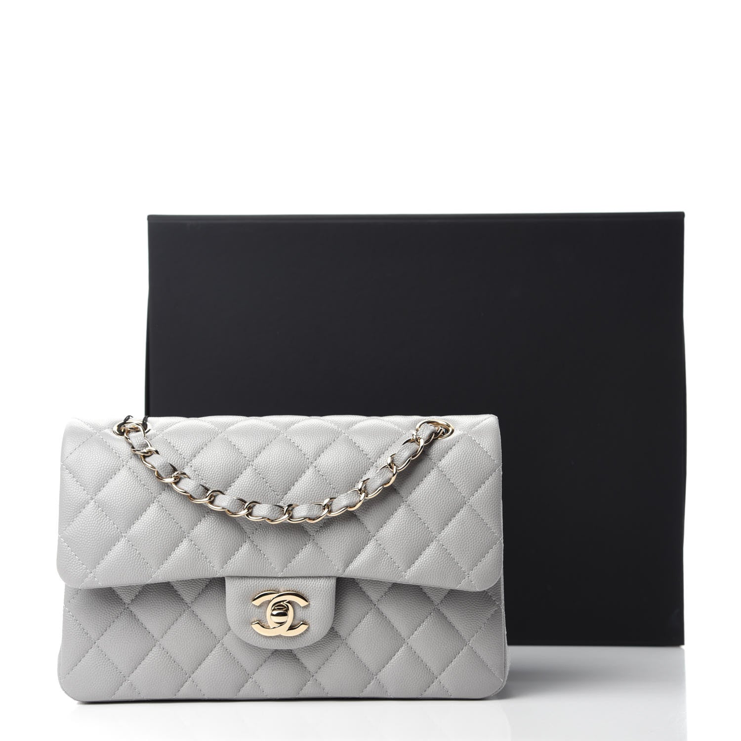 Chanel Caviar Quilted Small Double Flap Grey 11 of 11