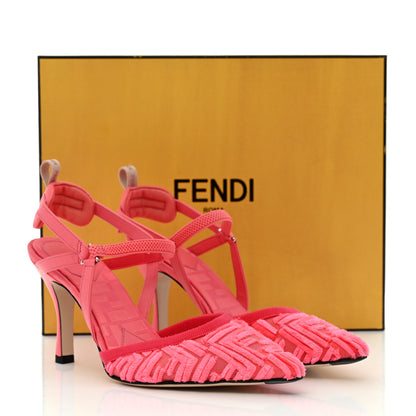 Fendi Mesh FF Fray Colibri Lite 85mm Slingback Pumps 38 Kissed 8 of 8