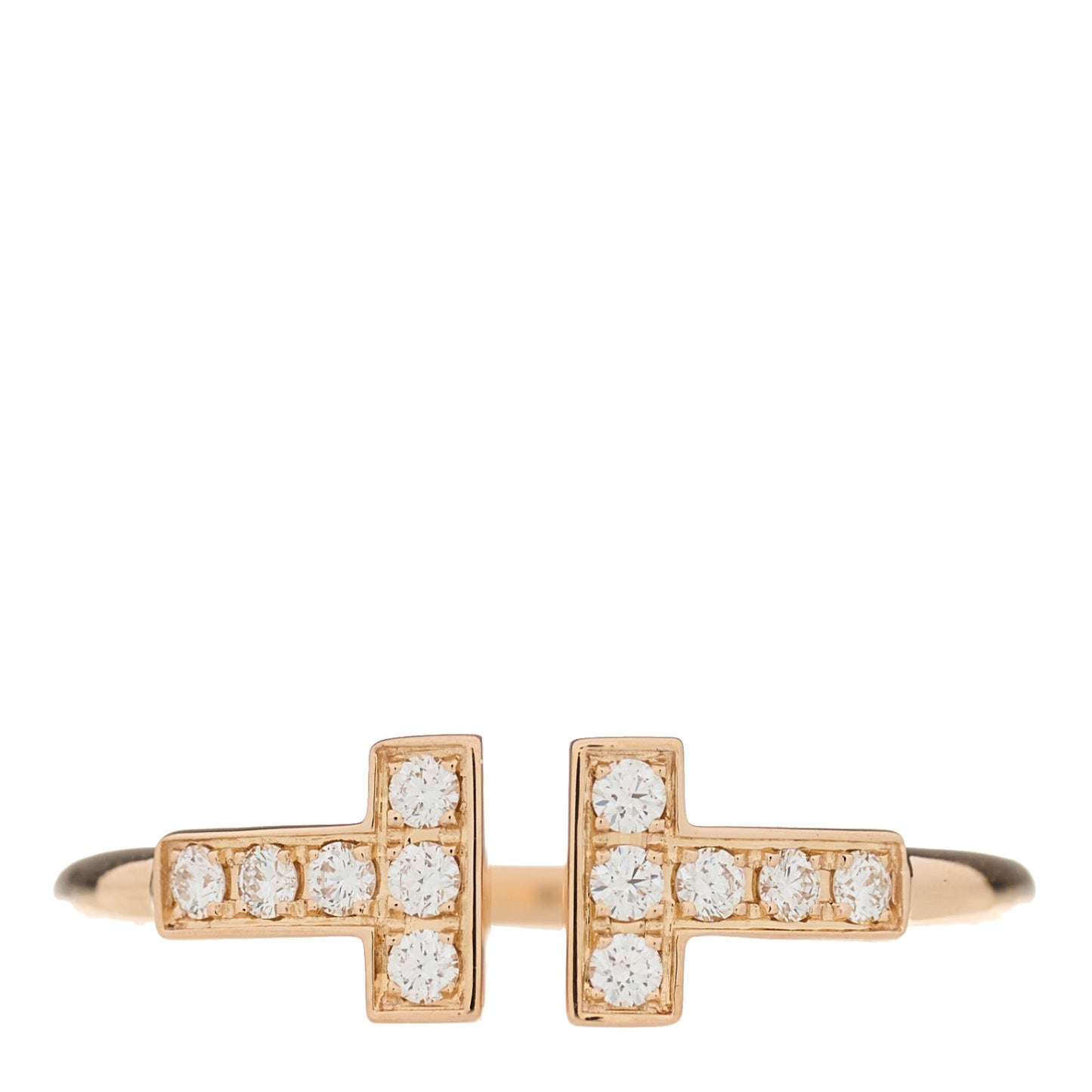 18K Rose Gold Diamond T Wire Ring 50 5.5