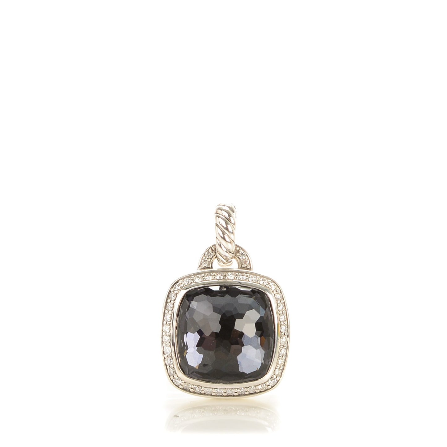 Sterling Silver Pave Diamond 14mm Black Orchid Albion Enhancer Pendant