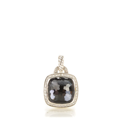 David Yurman Sterling Silver Pave Diamond 14mm Black Orchid Albion Enhancer Pendant 1 of 5