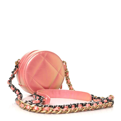 Chanel Iridescent Calfskin Quilted Chanel 19 Round Clutch With Chain Pink 3 of 10
