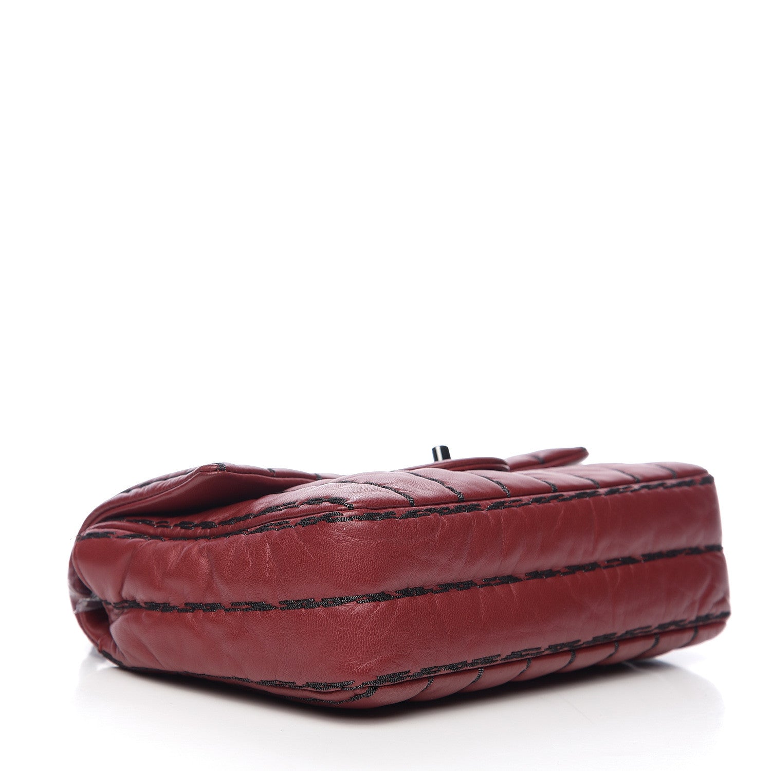 Chanel Lambskin Vertical Stitch Mini Rectangular Flap Rouge Fonce 3 of 11