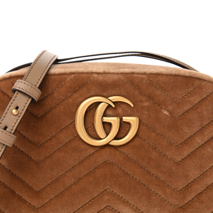 Gucci Velvet Matelasse Small GG Marmont Chain Shoulder Bag Taupe 11 of 11