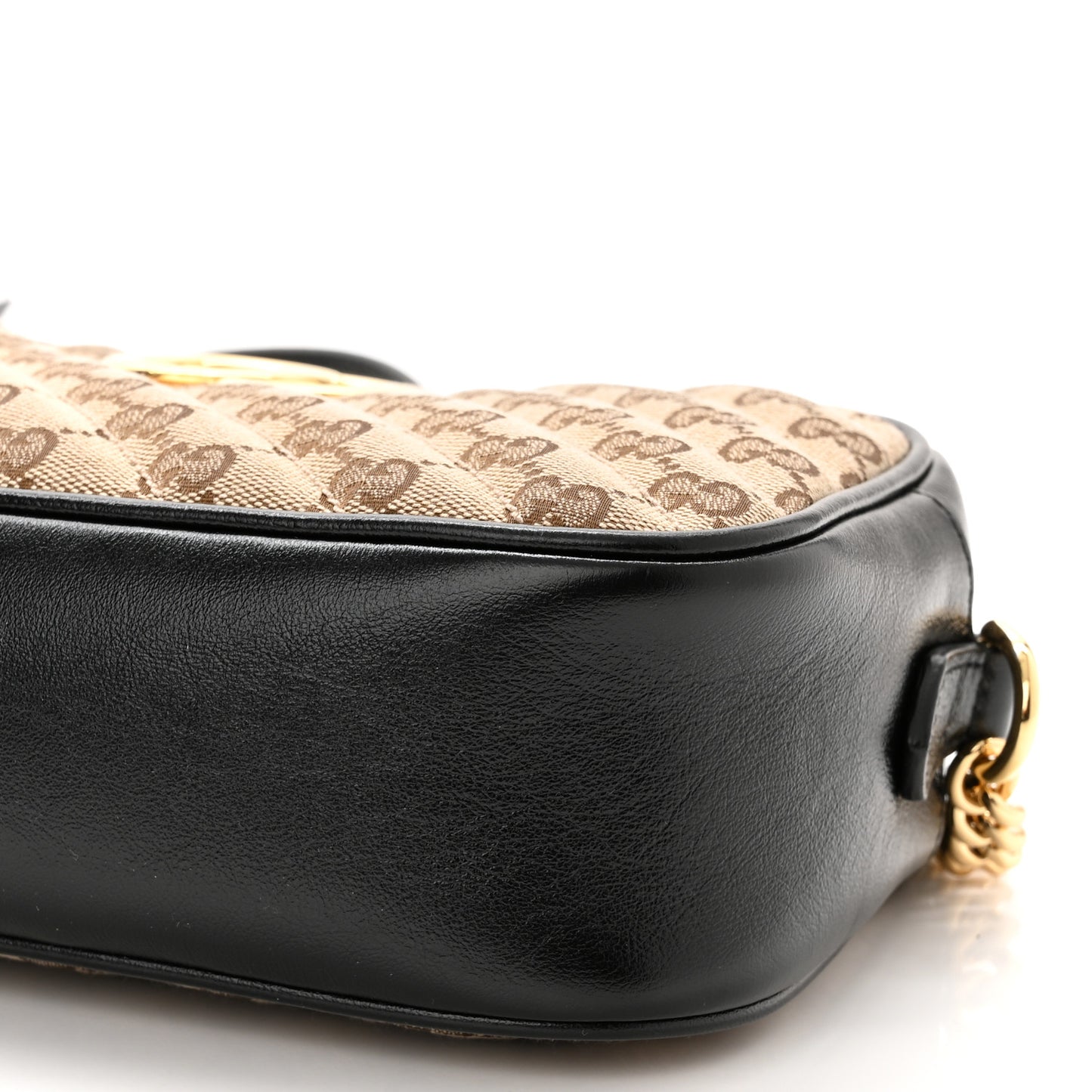 Monogram Matelasse Diagonal Small GG Marmont Chain Shoulder Bag Beige Black