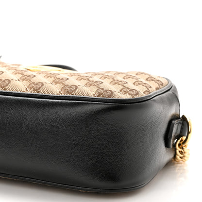 Gucci Monogram Matelasse Diagonal Small GG Marmont Chain Shoulder Bag Beige Black 10 of 12