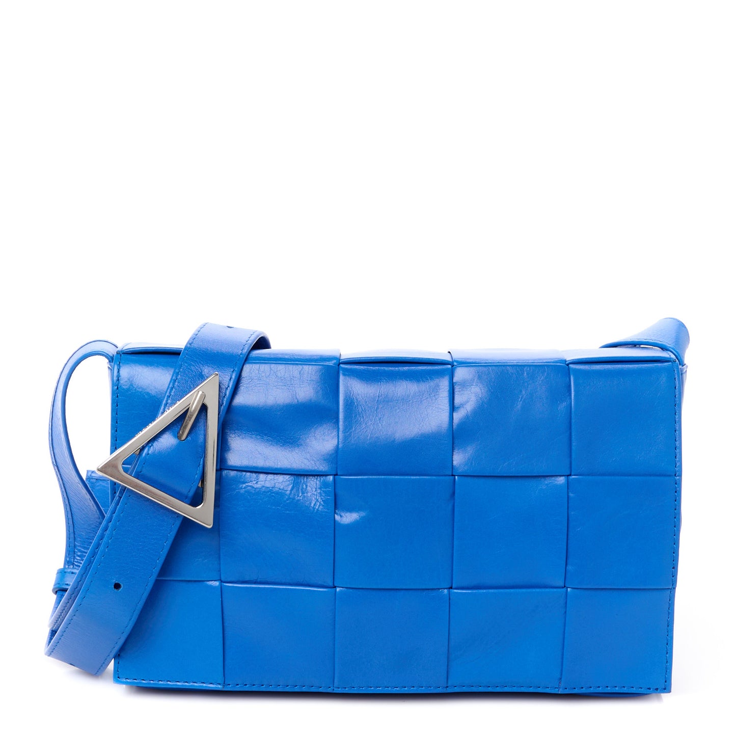 Paper Calfskin Maxi Intreccio Cassette Crossbody Bag Cobalt