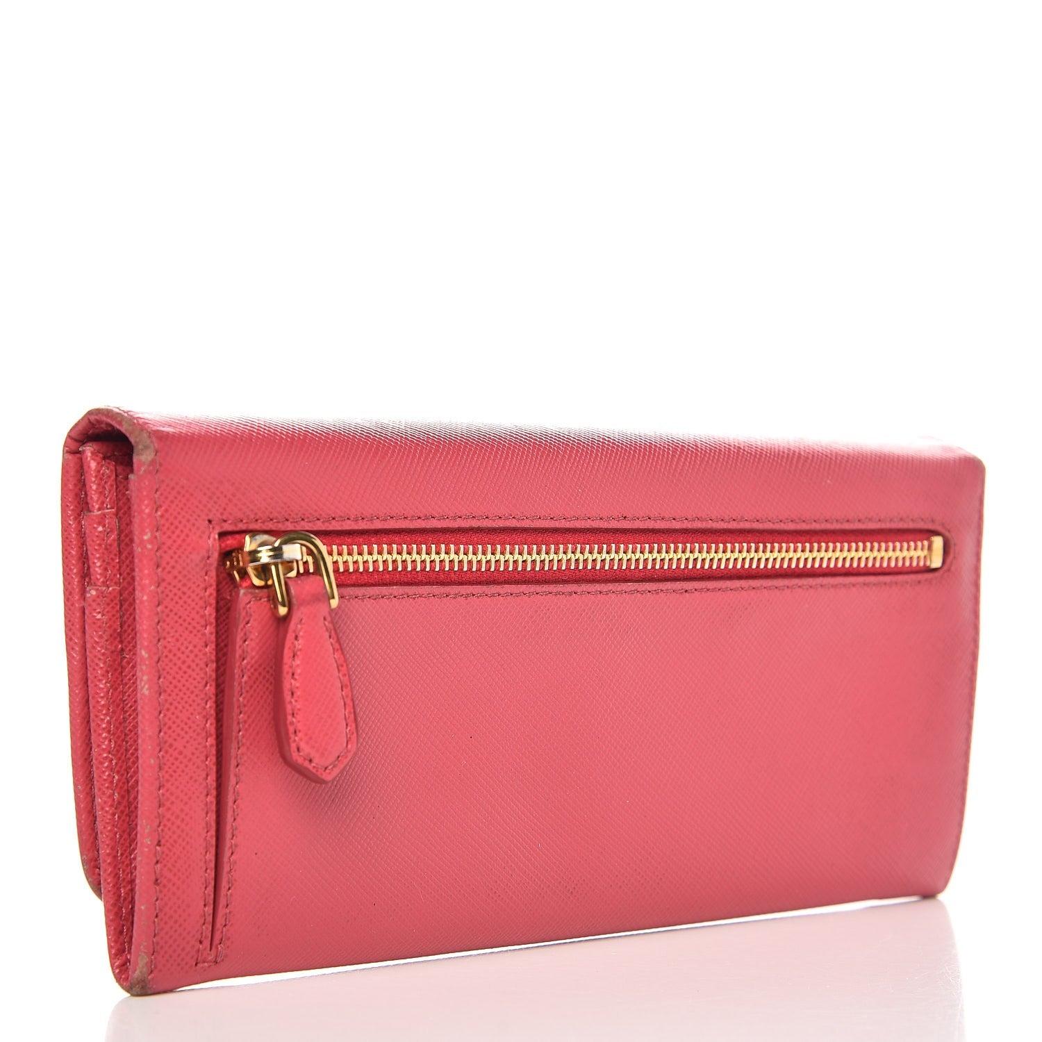 Prada Saffiano Metal Continental Flap Wallet Peonia 3 of 12