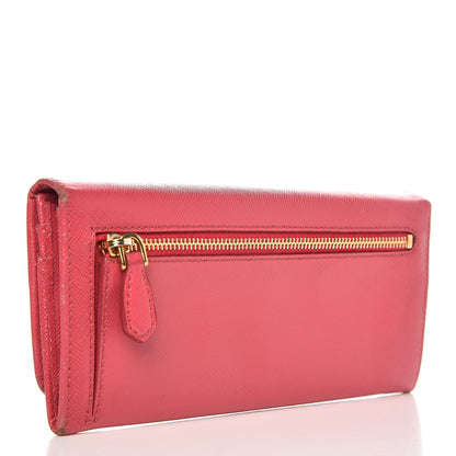 Prada Saffiano Metal Continental Flap Wallet Peonia 3 of 12