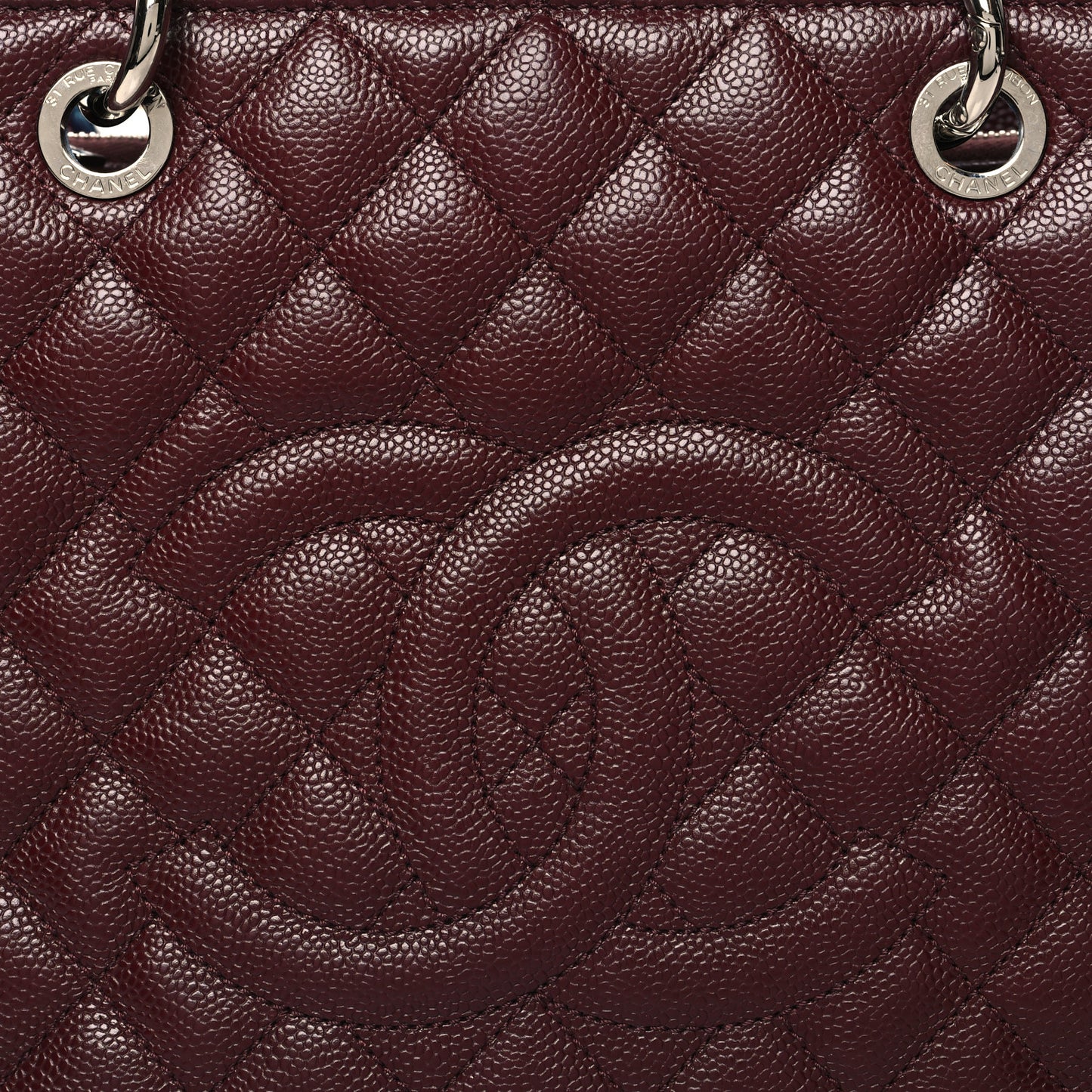 Caviar Quilted Grand Shopping Tote GST Dark Burgundy