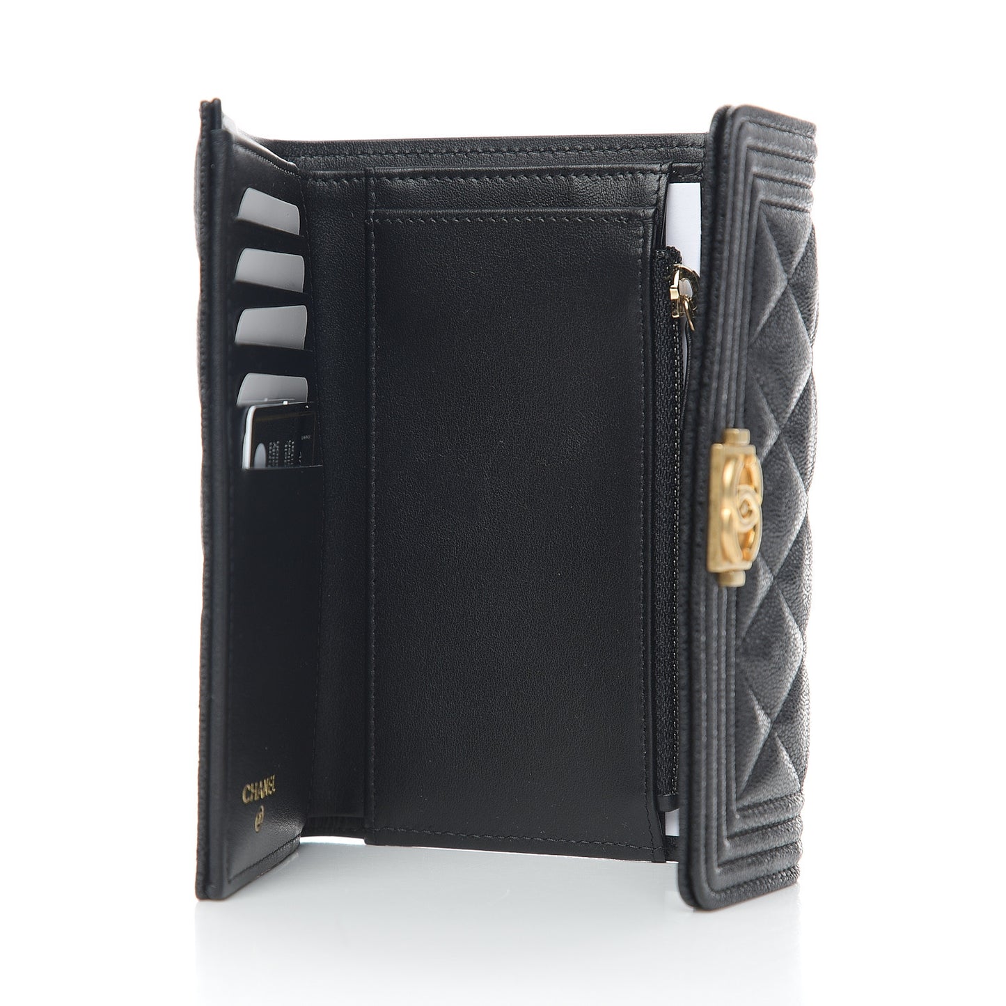 Caviar Quilted Medium Boy Flap Wallet Black
