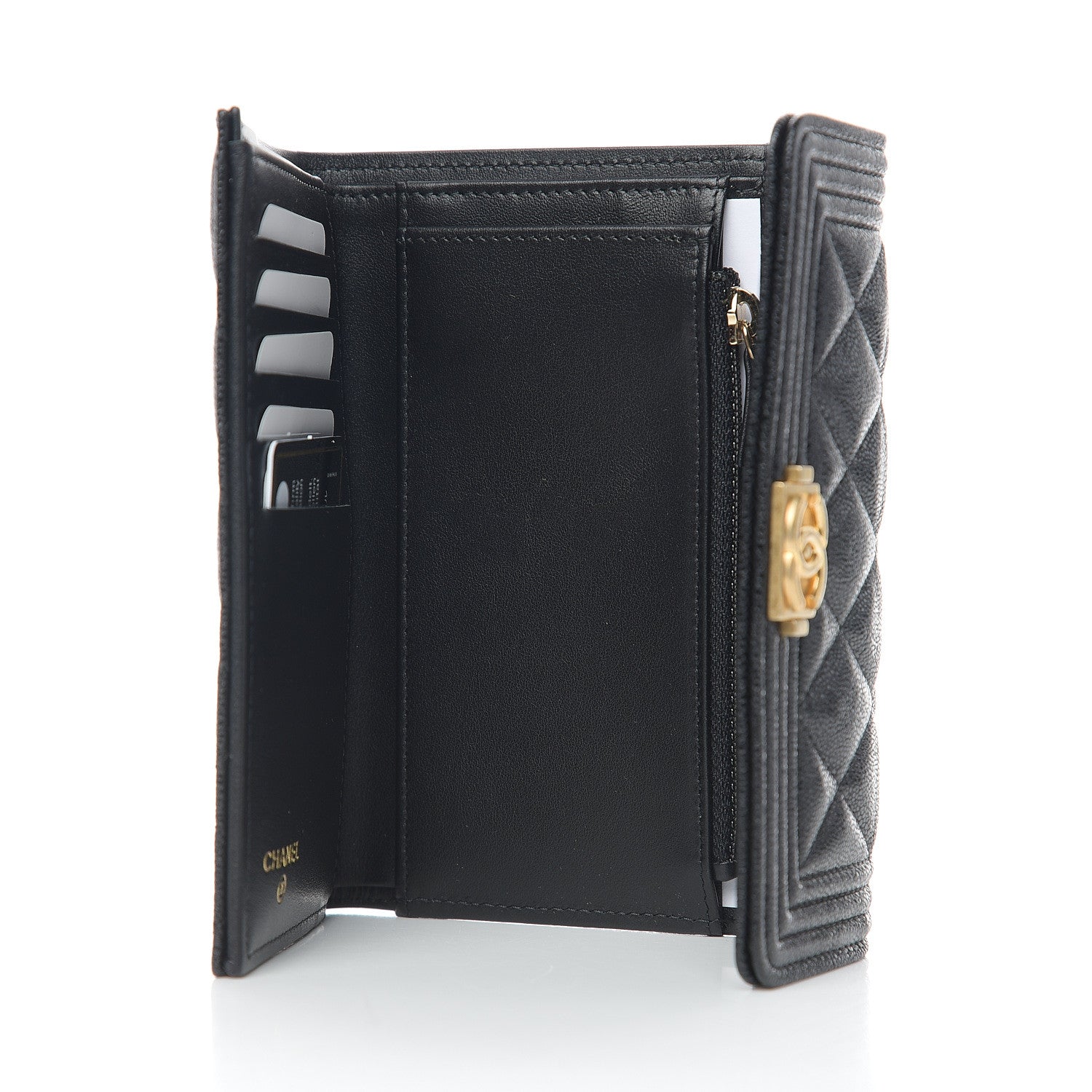Chanel Caviar Quilted Medium Boy Flap Wallet Black 4 of 7