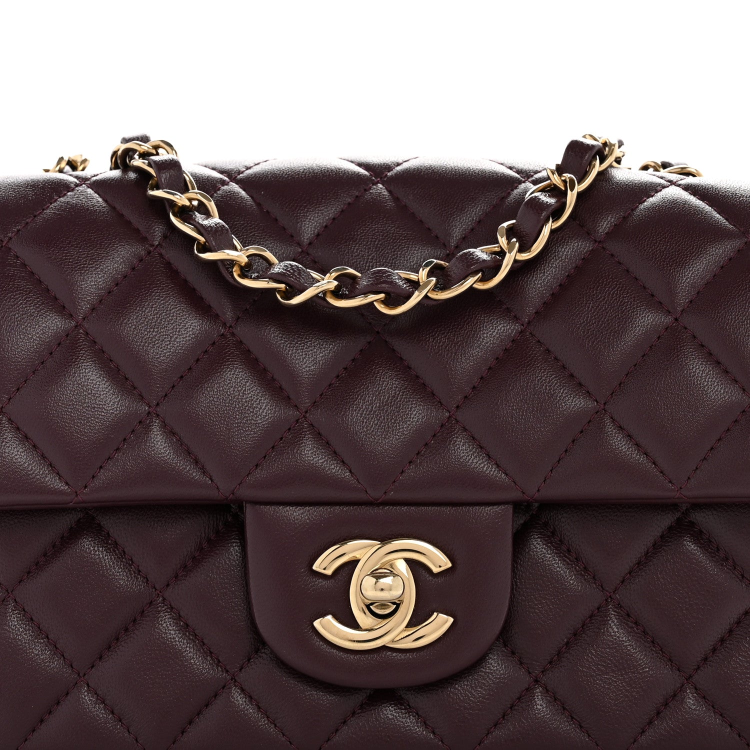 Chanel Lambskin Quilted Mini Rectangular Flap Dark Purple 8 of 12