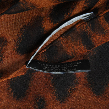 Alexander McQueen Silk Chiffon Leopard Skull Scarf Brown 5 of 5