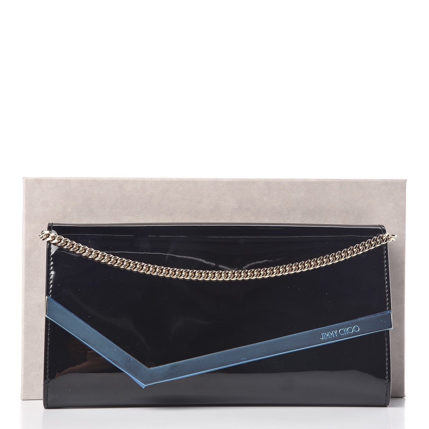 Jimmy Choo Patent Emmie Clutch Bag Black 10 of 10