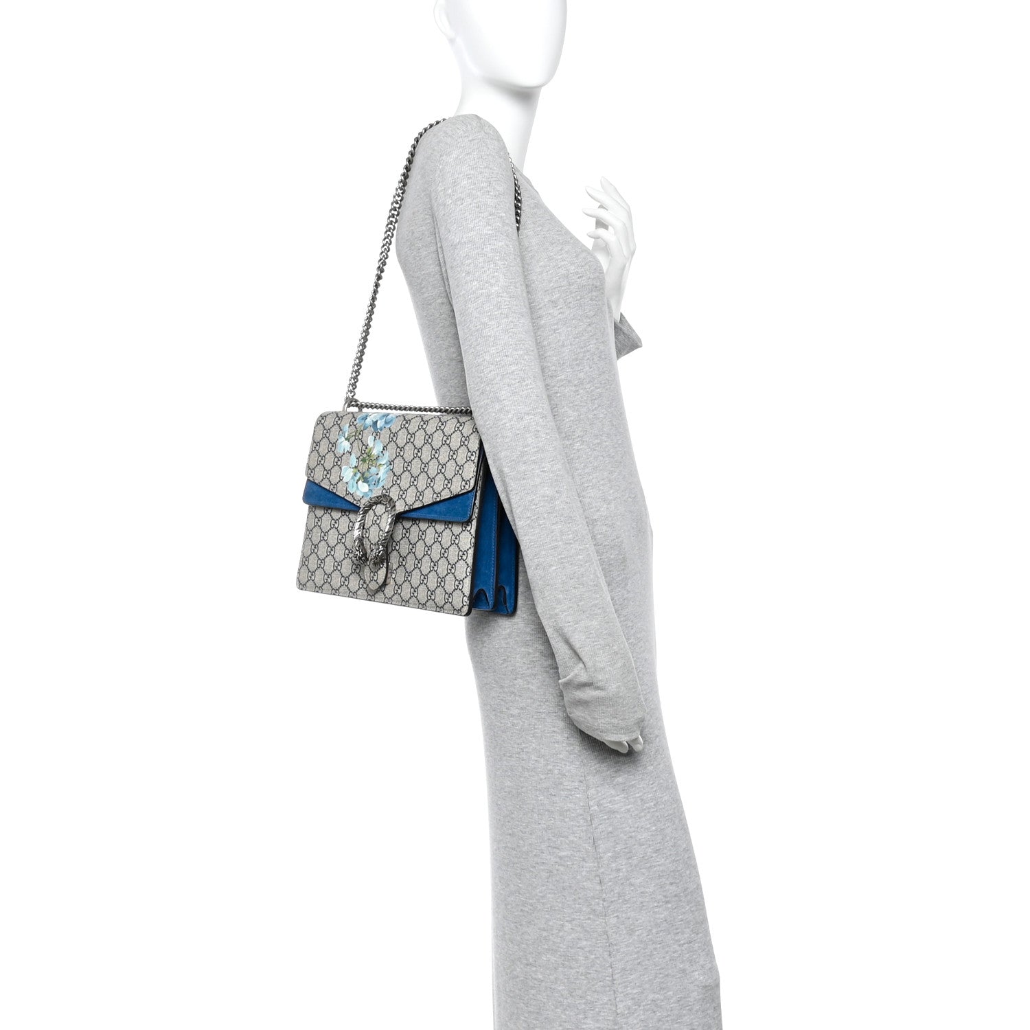 Gucci GG Supreme Monogram Blooms Medium Dionysus Shoulder Bag Beige Navy Vintage Blue 2 of 10