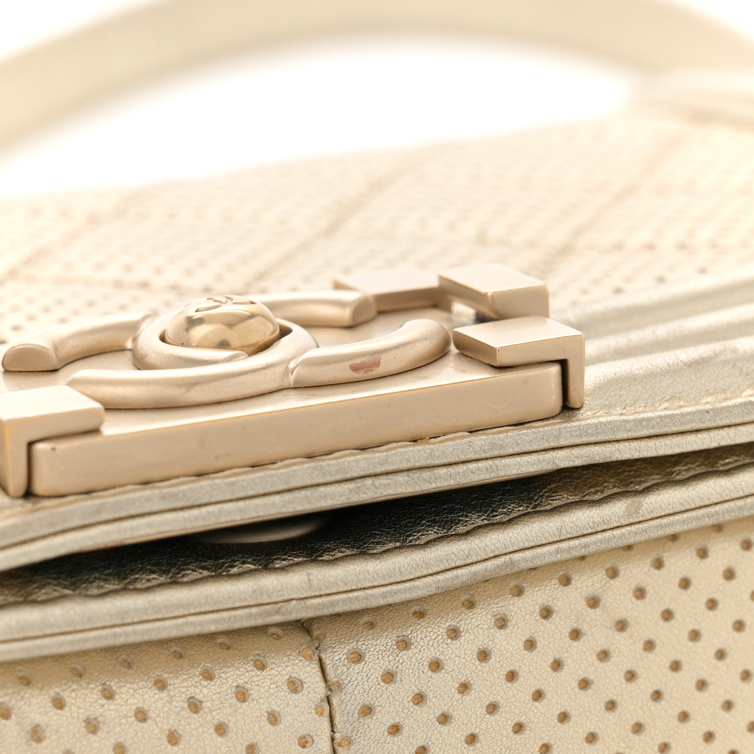 Chanel Metallic Perforated Lambskin Quilted Medium Boy Flap Gold 13 of 13
