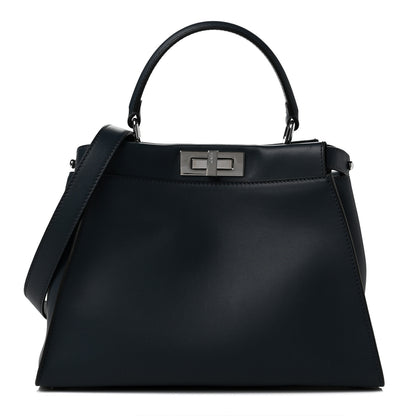 Fendi Vitello Seta Shiny Nappa Elaphe Medium Peekaboo Iconic Satchel Notturno Natural 1 of 8