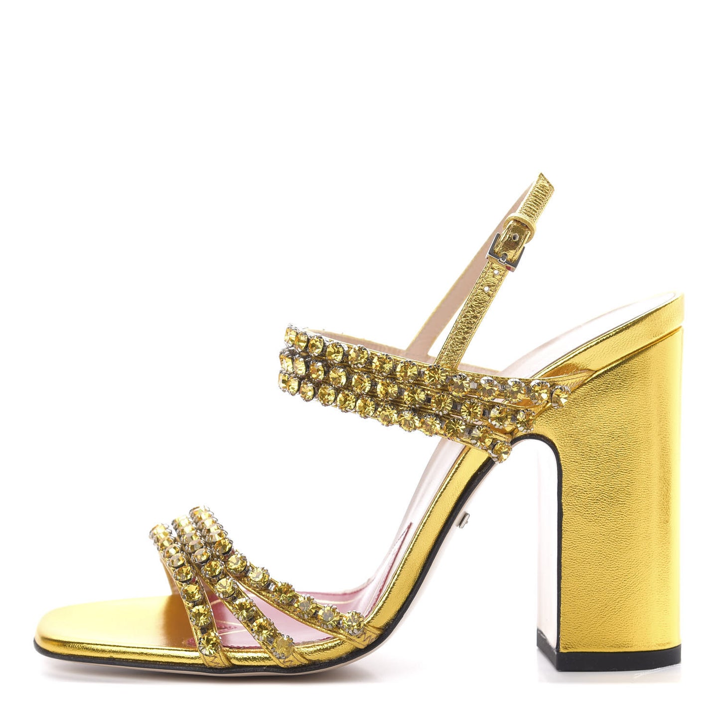 Nappa Silk Crystal Bertie High Heel Sandals 36.5 Gold