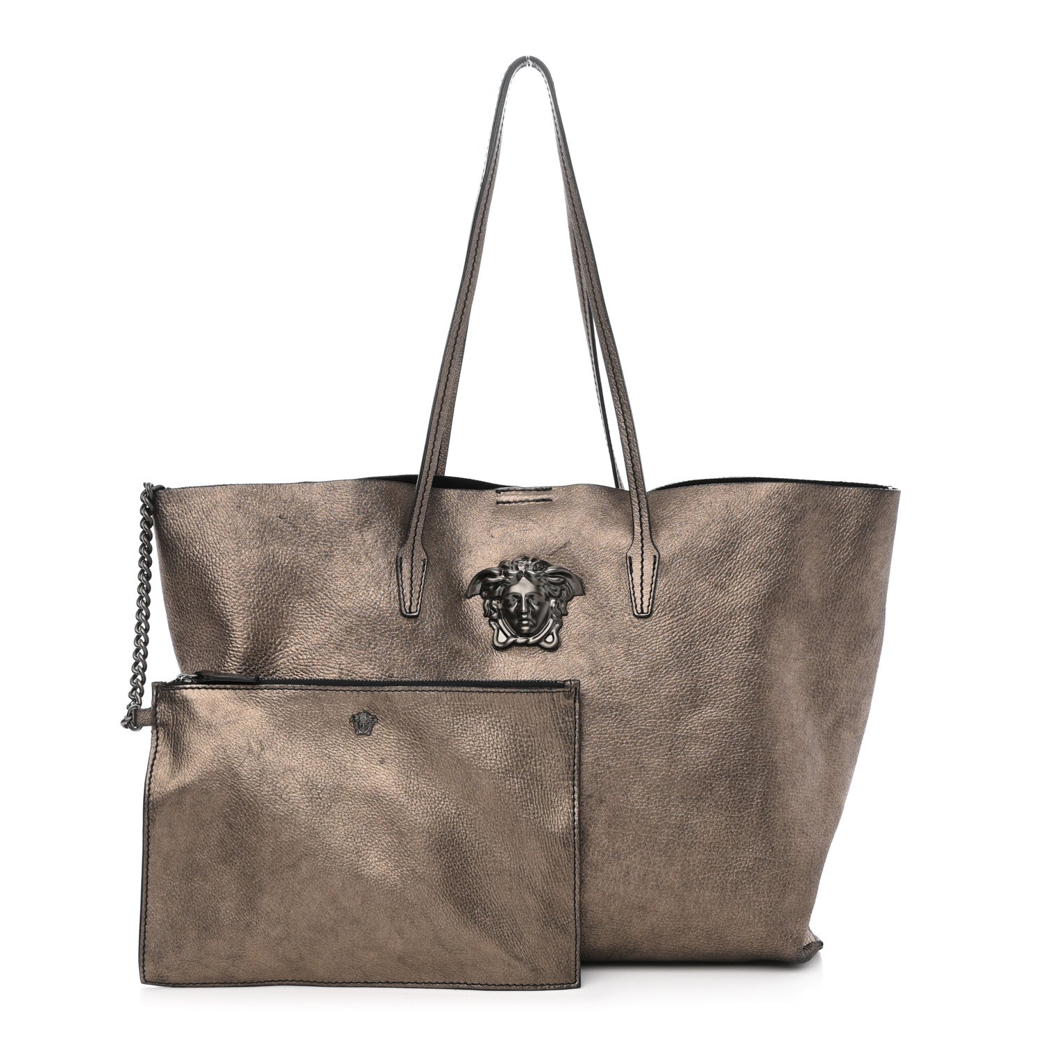 Versace Metallic Calfskin Palazzo Medusa Tote Bronze 1 of 13