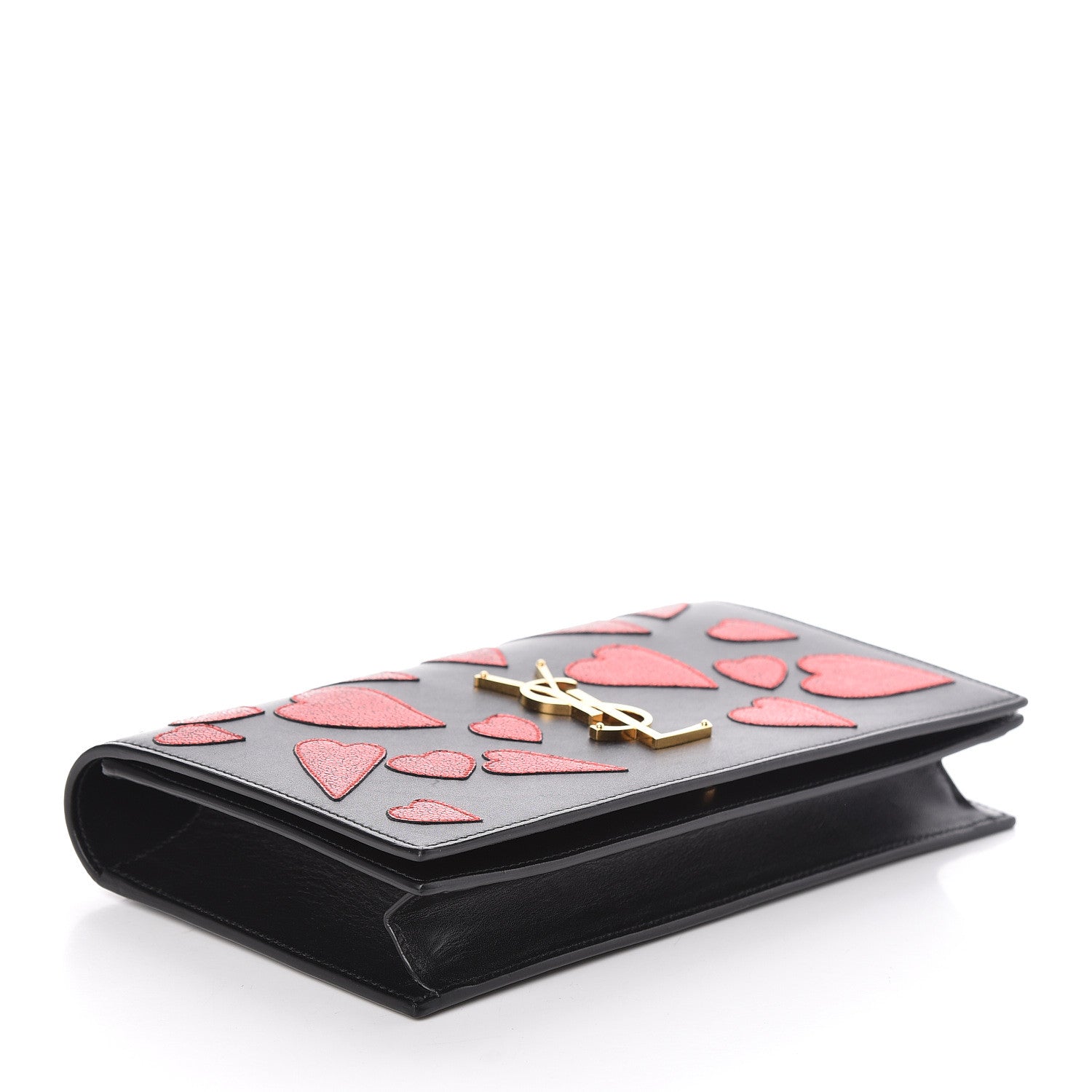 Saint Laurent Calfskin Classic Monogram Kate Heart Clutch Black Deep Rubin 4 of 10
