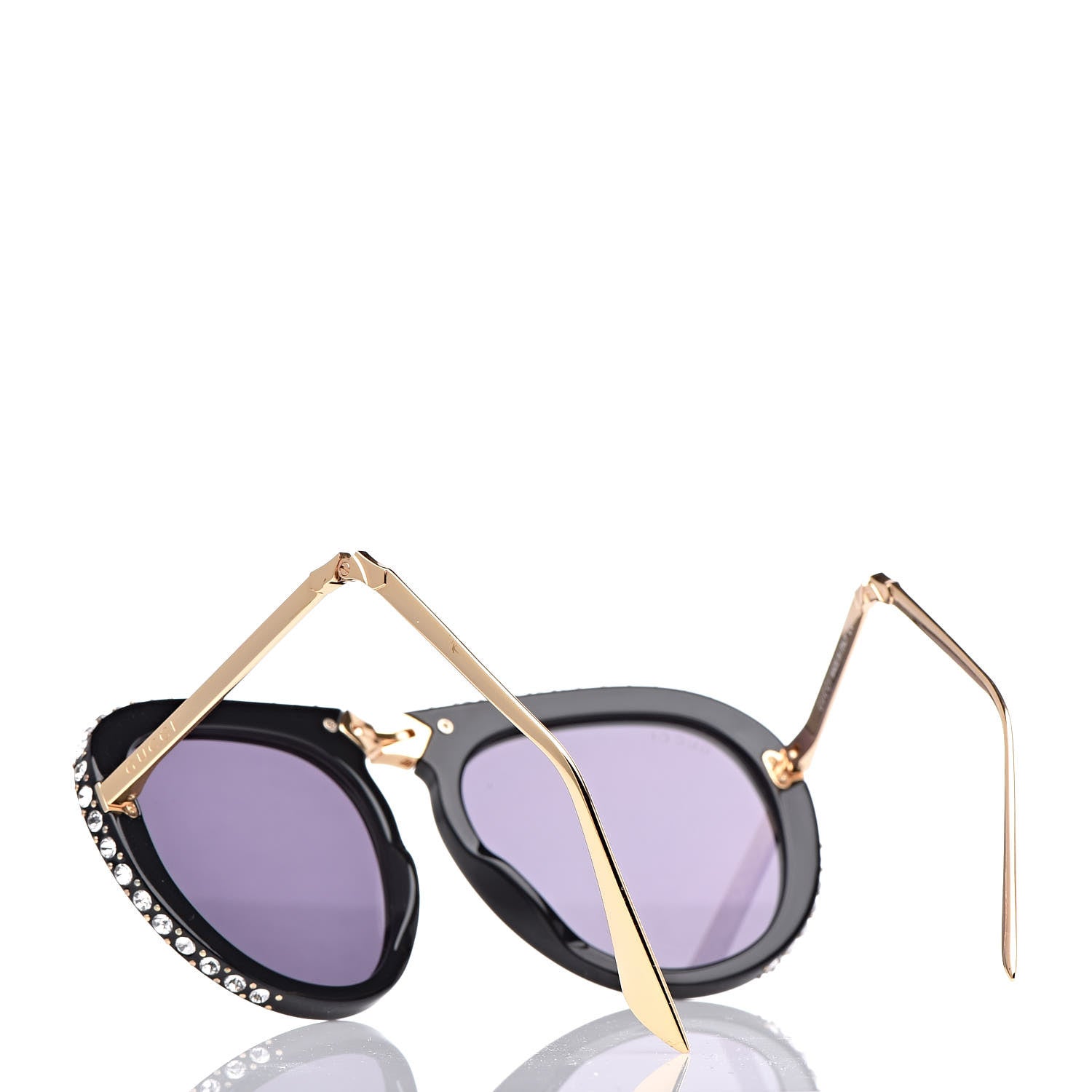 Gucci Acetate Crystal Foldable Aviator Sunglasses GG0307S Black 7 of 11