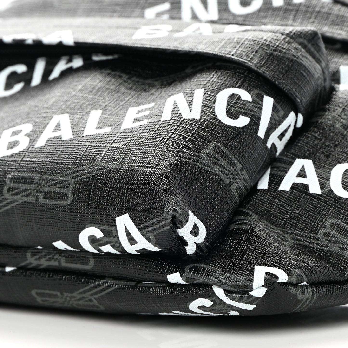 Coated Canvas BB Monogram Allover Logo Medium Signature Beltpack Black Grey White