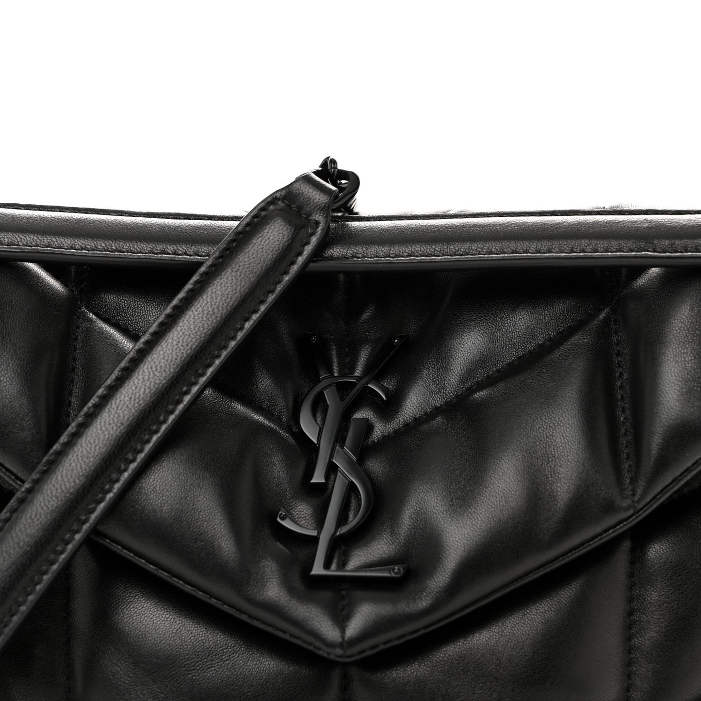 Lambskin Quilted Small Loulou Puffer Monogram Monochrome Chain Satchel Black