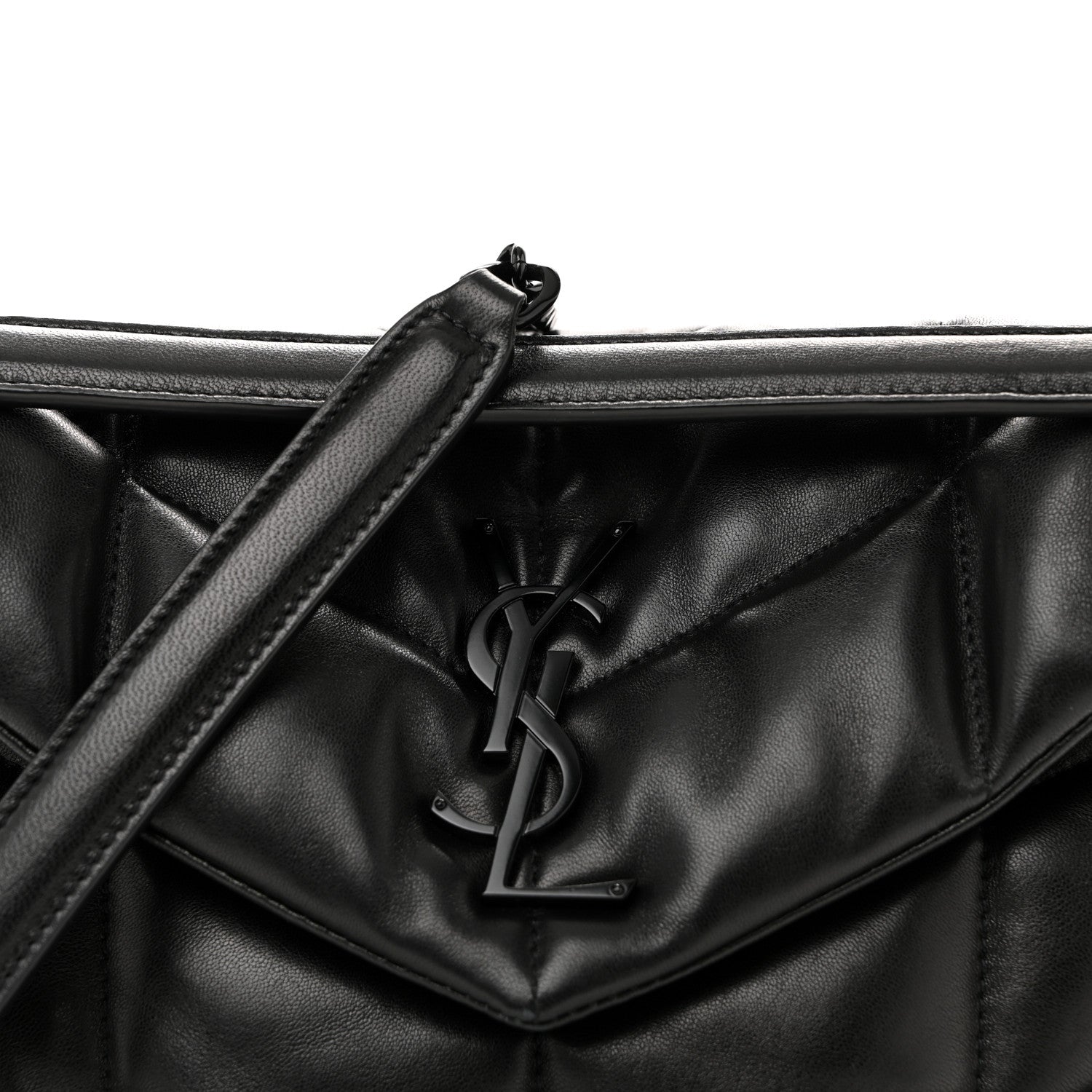 Saint Laurent Lambskin Quilted Small Loulou Puffer Monogram Monochrome Chain Satchel Black 8 of 12