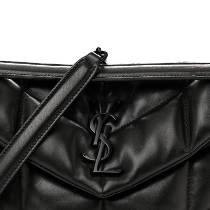 Saint Laurent Lambskin Quilted Small Loulou Puffer Monogram Monochrome Chain Satchel Black 8 of 12