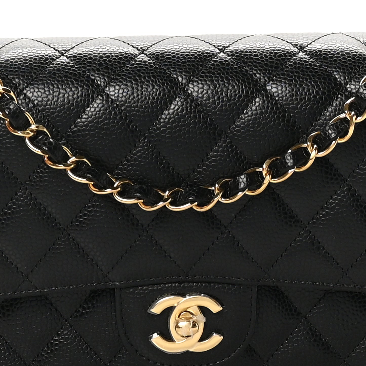 Caviar Quilted Medium Double Flap Black