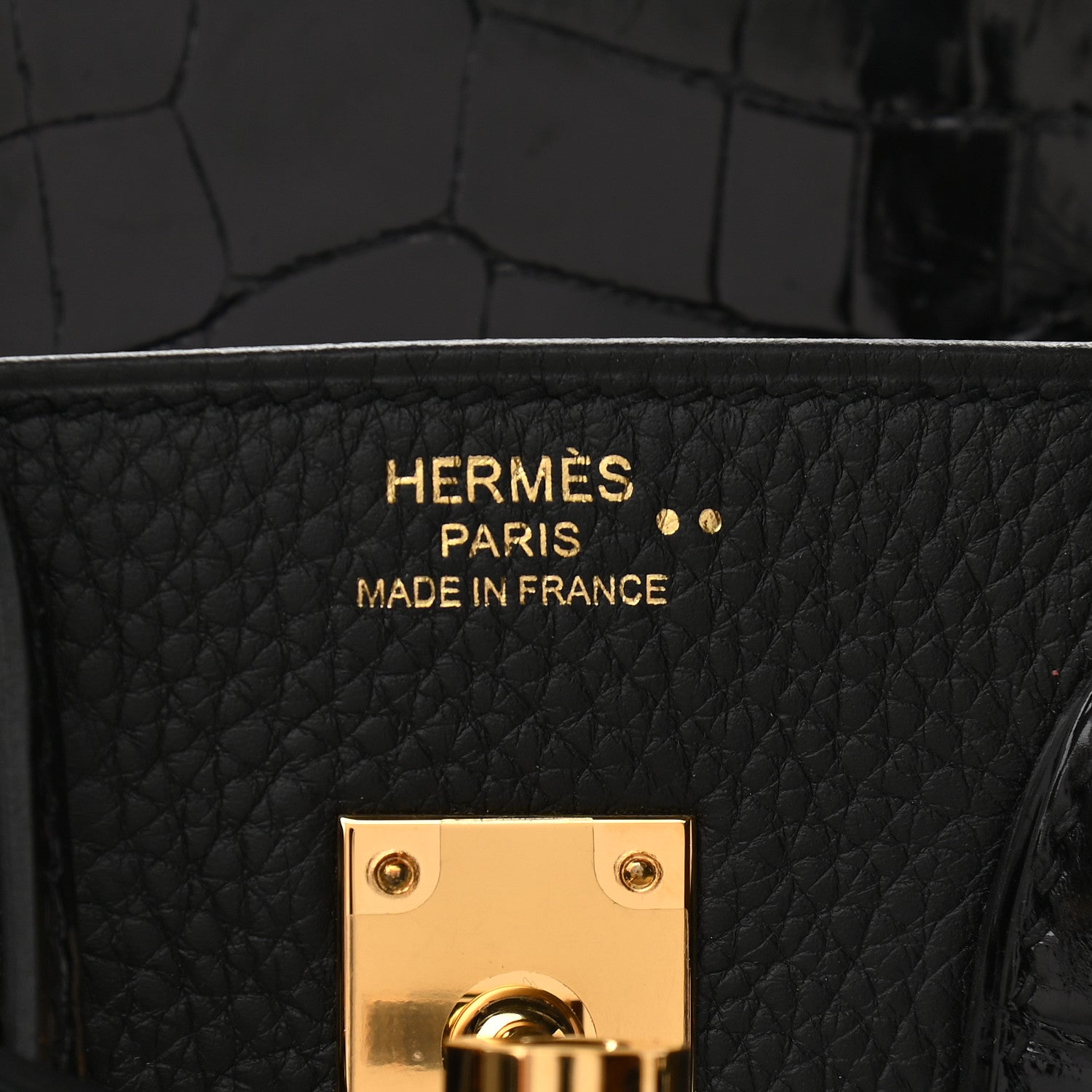Hermes Togo Shiny Niloticus Crocodile Birkin Touch 25 Black 5 of 9