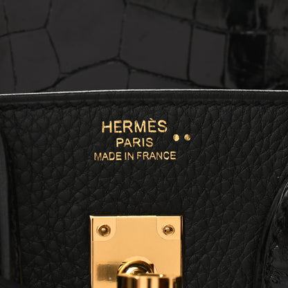 Hermes Togo Shiny Niloticus Crocodile Birkin Touch 25 Black 5 of 9