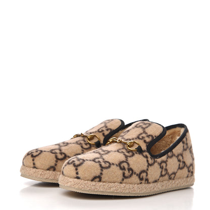 Gucci Covered Wool GG Monogram Womens Fria Horsebit Loafers 39.5 Beige Ebony Black Butterscotch 3 of 10