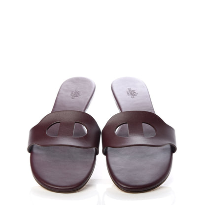 Hermes Calfskin Lisboa Sandals 40.5 Bordeaux 5 of 9