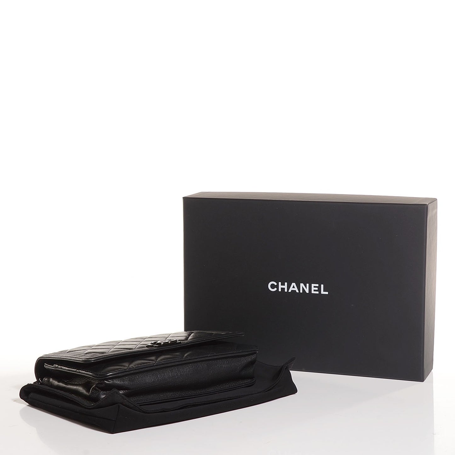 Calfskin Quilted Boy Wallet On Chain WOC So Black