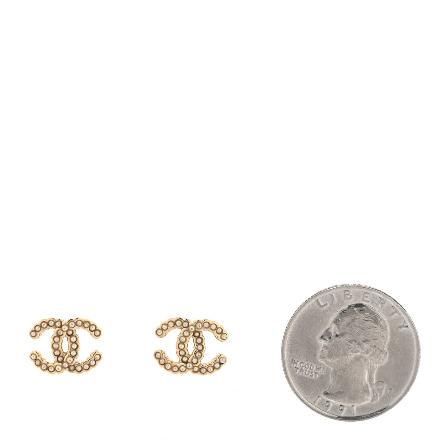 Pearl Crystal CC Earrings Light Gold