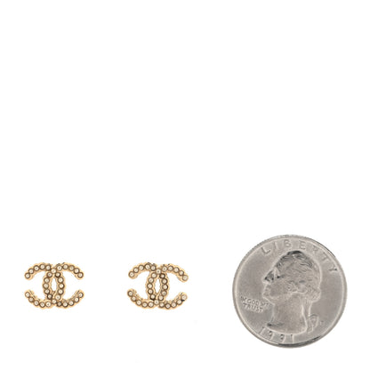 Chanel Pearl Crystal CC Earrings Light Gold 2 of 5