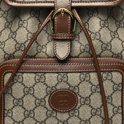 Gucci GG Supreme Monogram Azalea Calfskin Retro Interlocking G Buckle Backpack Beige Ebony Brown Sugar 8 of 11