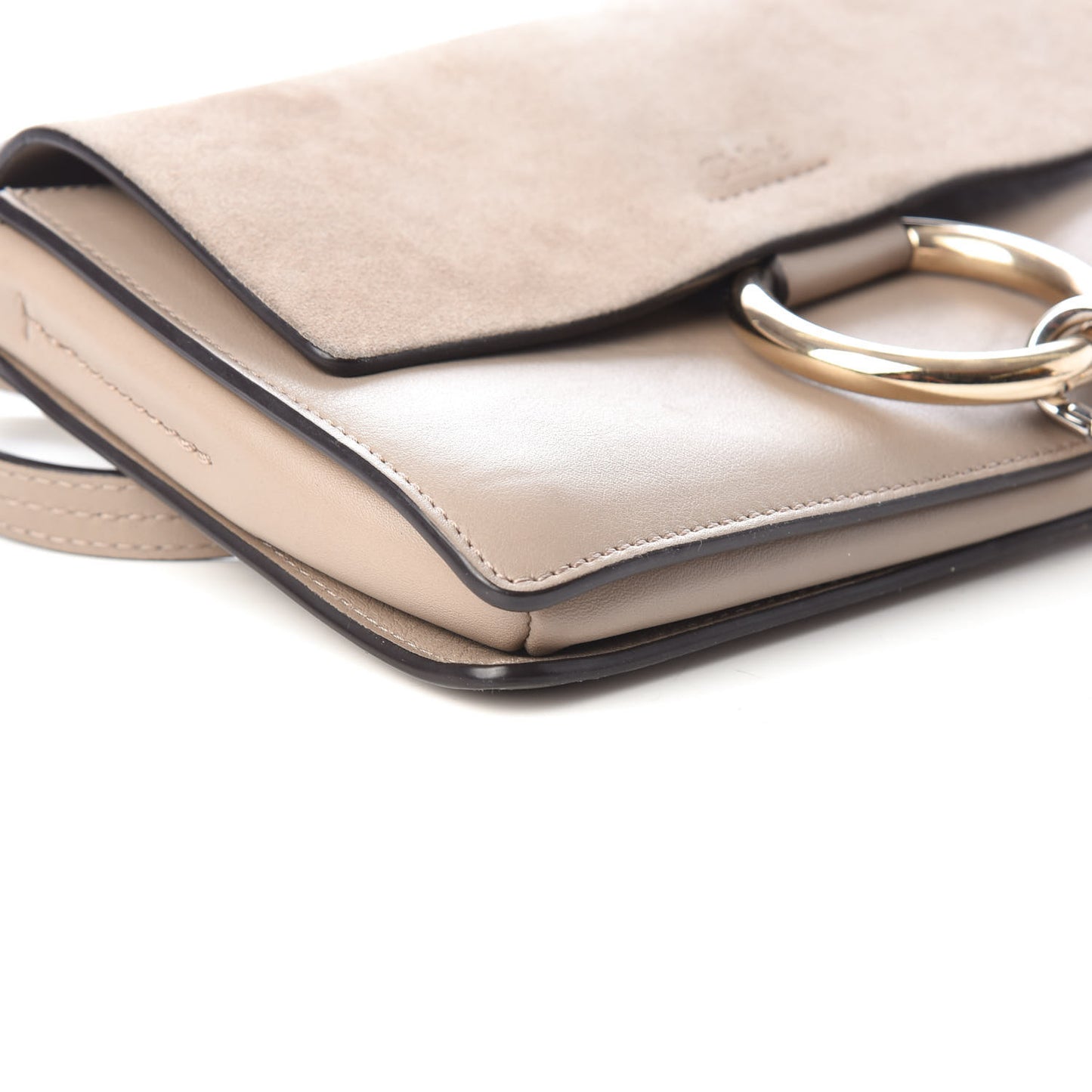 Suede Calfskin Small Faye Shoulder Bag Motty Grey