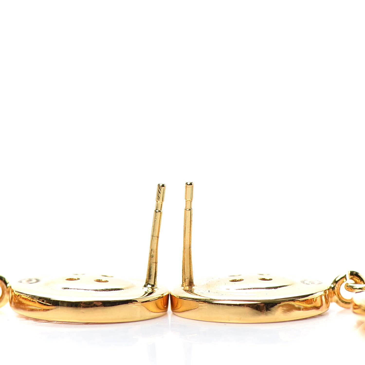 Chanel Metal Large Paris Button Earrings Gold 3 of 4