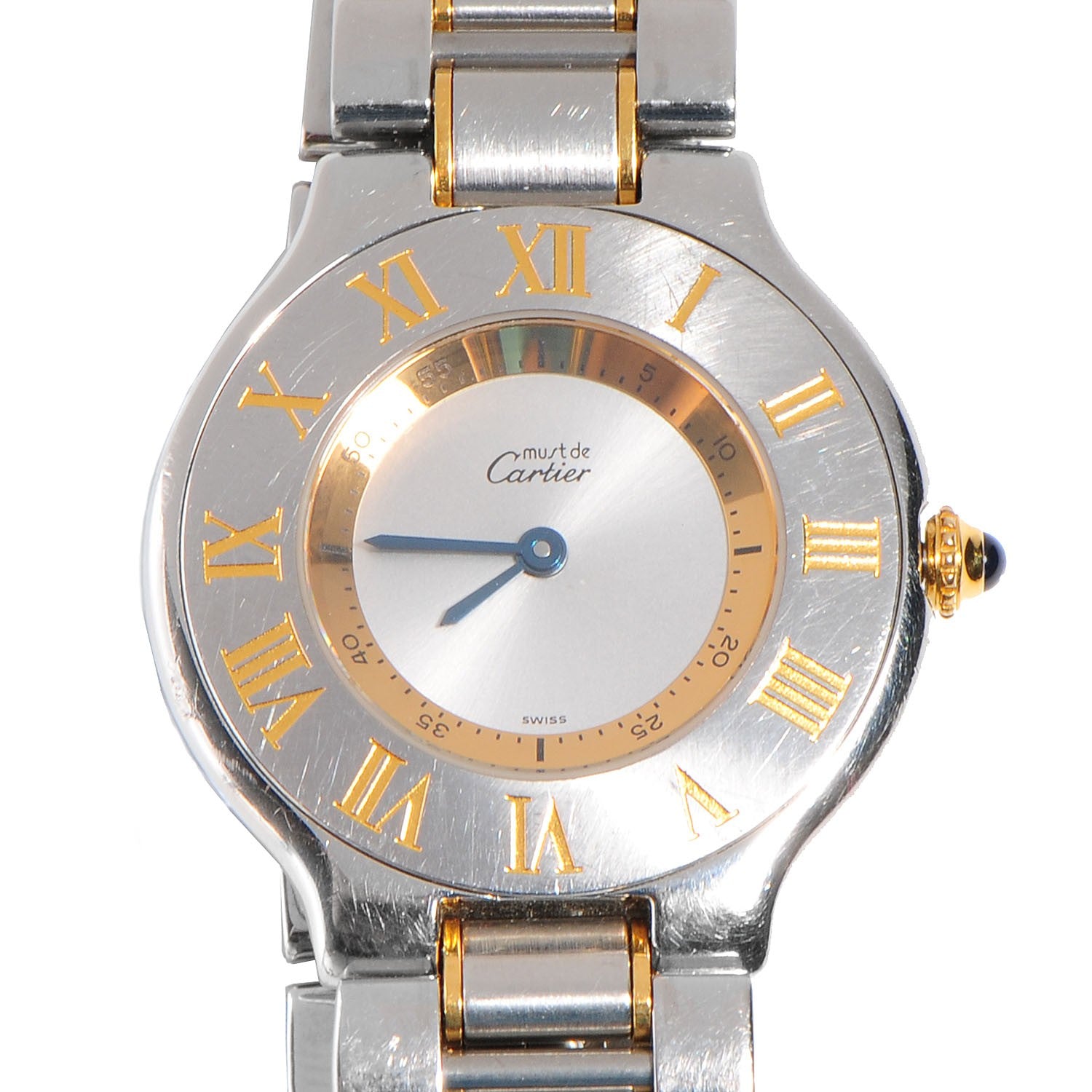 Cartier Stainless Steel 18K Yellow Gold 31mm Must De 21 Quartz Watch 1 of 10