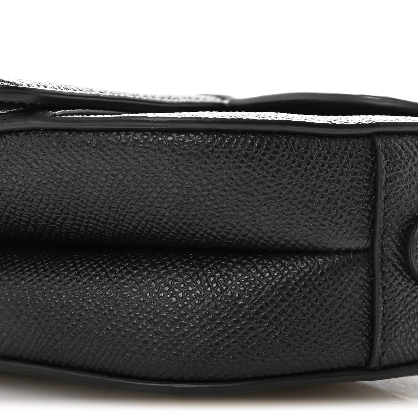 Grained Calfskin Mini Saddle Bag With Strap Black