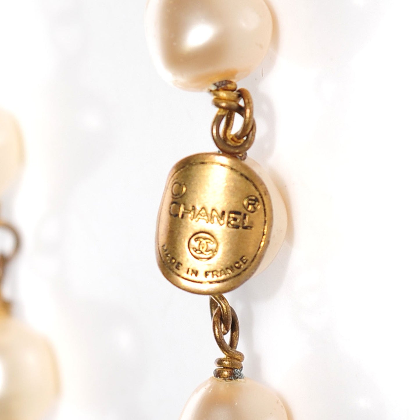 Irregular Pearl CC Long Necklace Gold