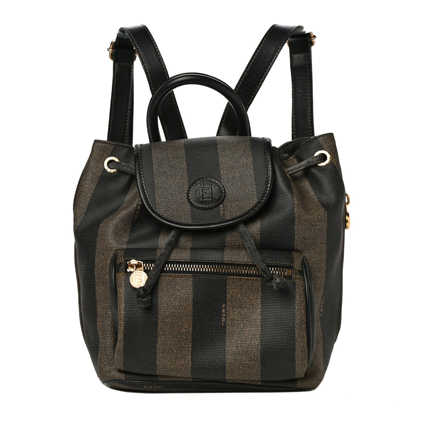 Coated Canvas Pequin Drawstring Backpack Tobacco