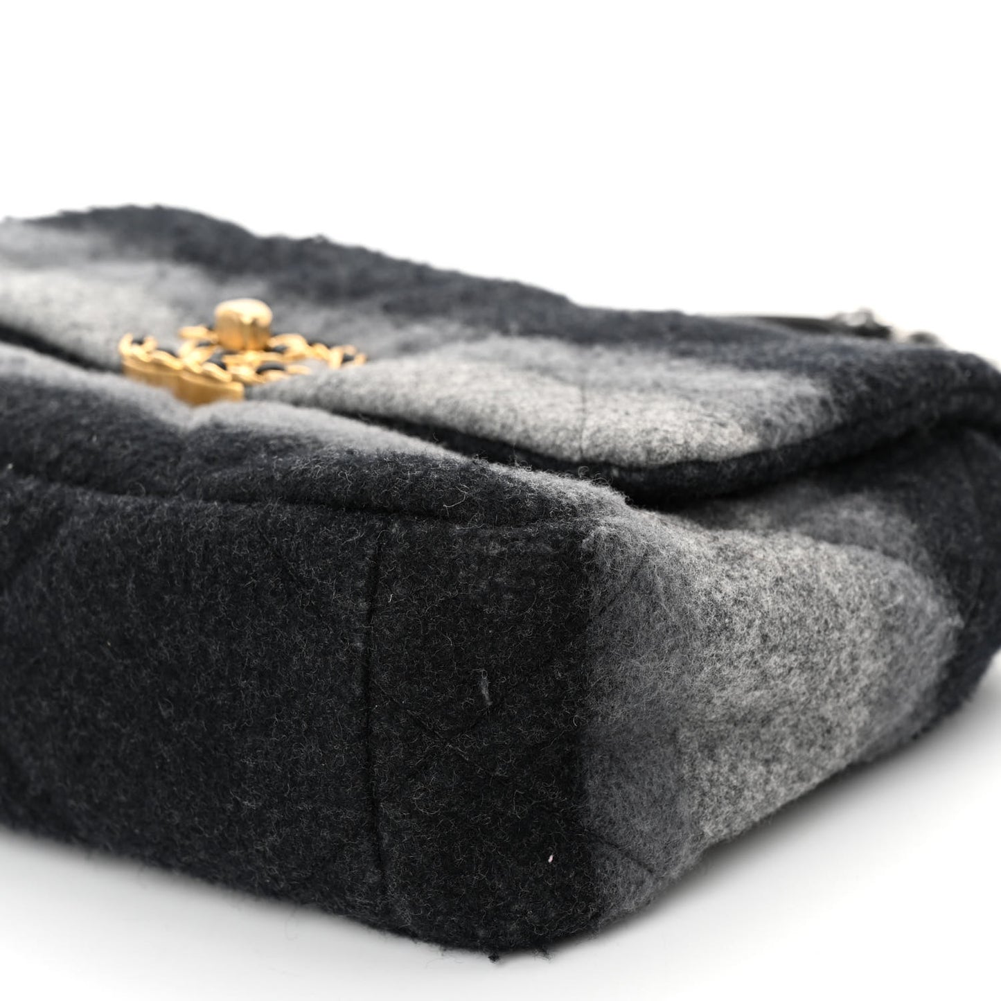 Wool Quilted Medium Chanel 19 Flap Black Grey